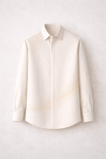 The Shoulder Dust Shirt — rust camp collar with hand-tied Bandhani dots at the shoulder by UNHUMAN