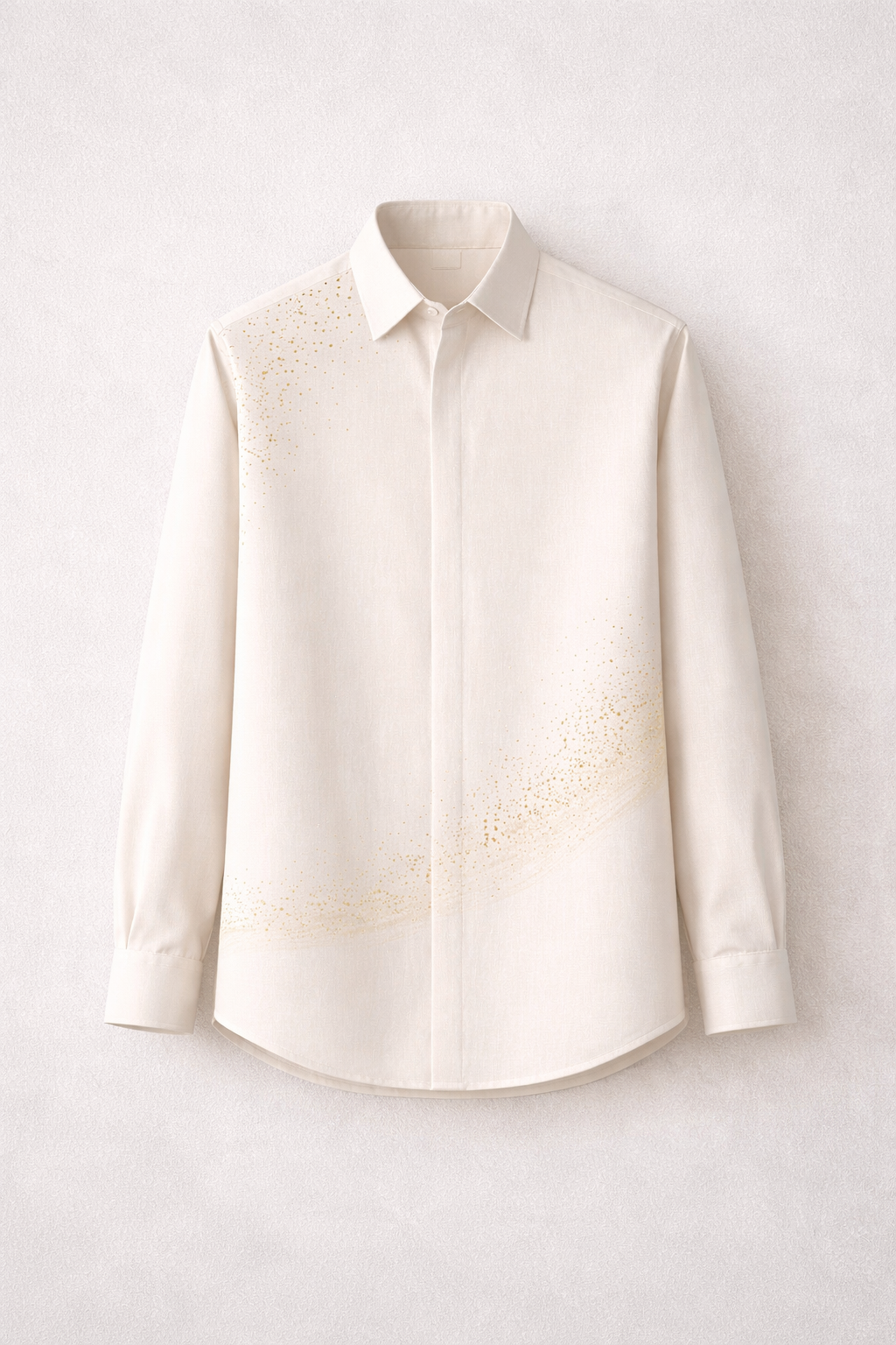 The Shoulder Dust Shirt — rust camp collar with hand-tied Bandhani dots at the shoulder by UNHUMAN